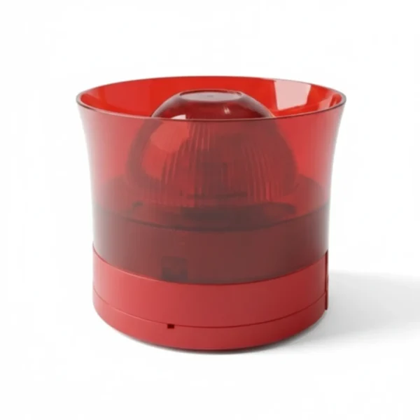 Red wall-mounted fire alarm sounder cum strobe with LED beacon for indoor emergency notification