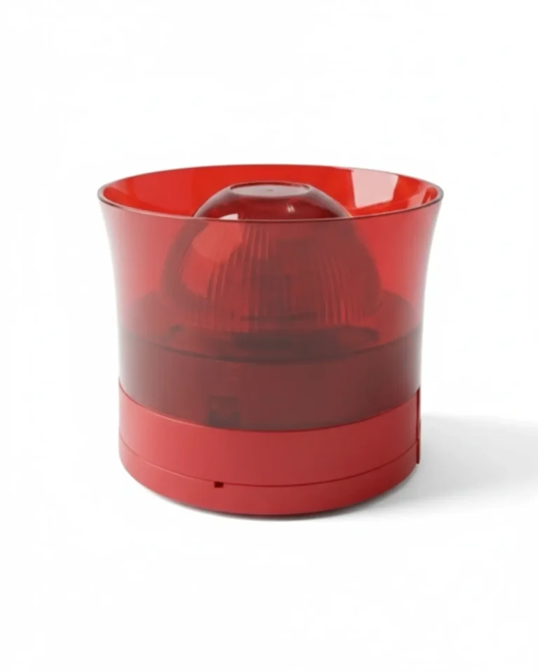 Red wall-mounted fire alarm sounder cum strobe with LED beacon for indoor emergency notification