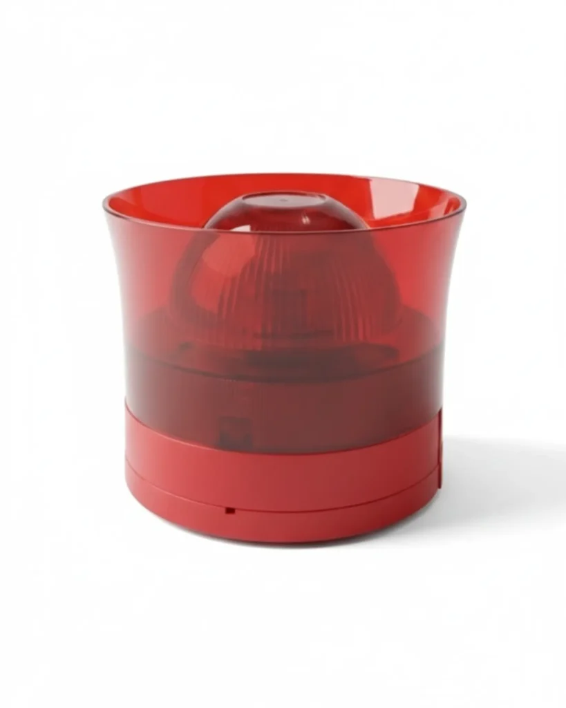 Red wall-mounted fire alarm sounder cum strobe with LED beacon for indoor emergency notification